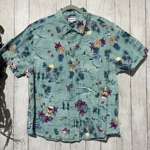 Haggar Men's Button Shirt Short Sleeve‎ Beach Island Aquatic Slim Fit XXL